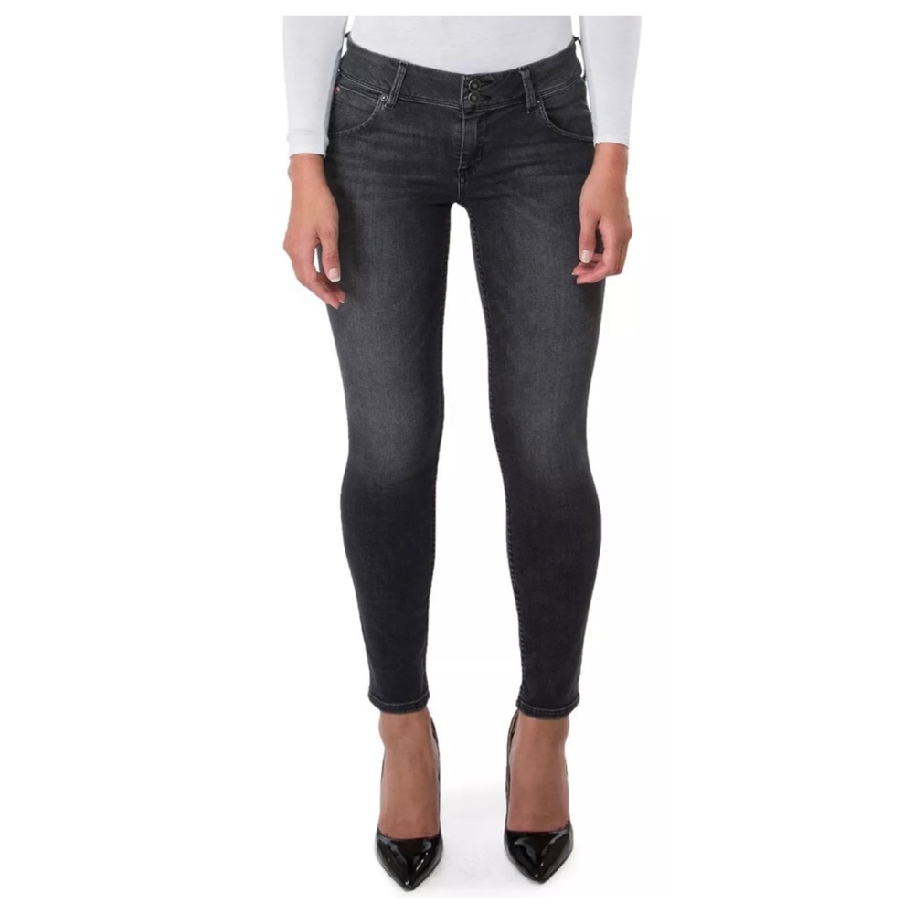 Hudson Light Black Distressed Denim Mid Rise Skinny Ankle Jeans 32